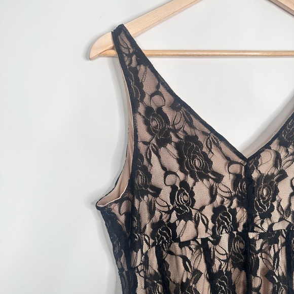 Fit and Flare Black/Tan Lace‎ Overlay Sleeveless Dress | 14W - Picture 9 of 10